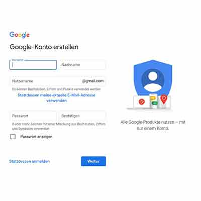 Google Bewertung-Google Konto erstellen-privat registrieren