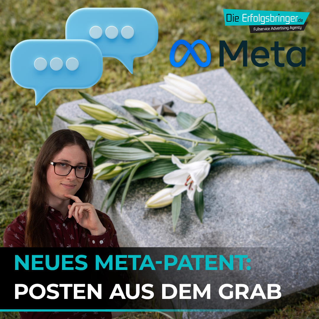 Zukunft von Social Media, KI-Posts nach dem Tod, Meta-Patent, künstliche Intelligenz, digitale Identität, Social Media, digitale Erinnerung, KI und Ethik, Datenschutz, Persönlichkeitsrechte, Online Nachlass, digitale Spuren, verstorbene Personen online, KI-Inhalte, Meta, Facebook, Instagram, Erinnerungskultur, KI Risiken, digitale Nachbildung